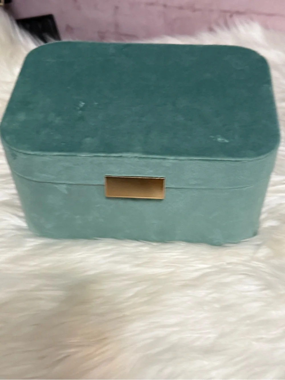 Velvet Jewelry Organizer Box in Mint Green - Compact Travel Case